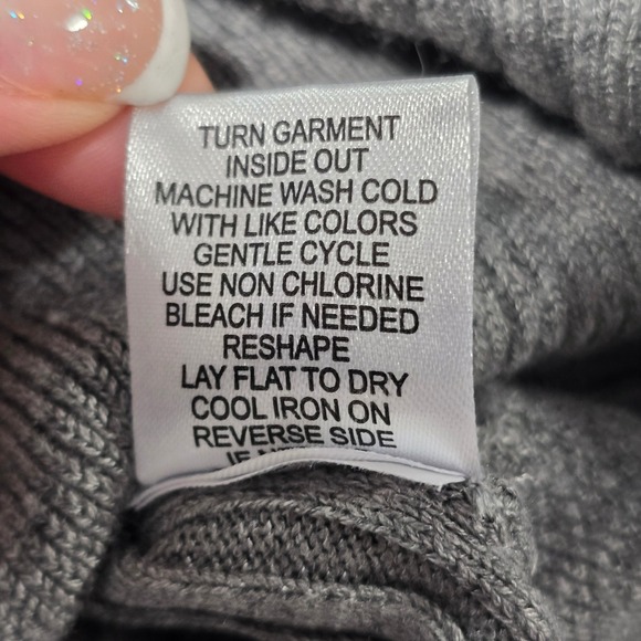 Hooked Up Grey Ribbed Sweater Gold Button Accents XL Henley Soft Stretch - Picture 8 of 12